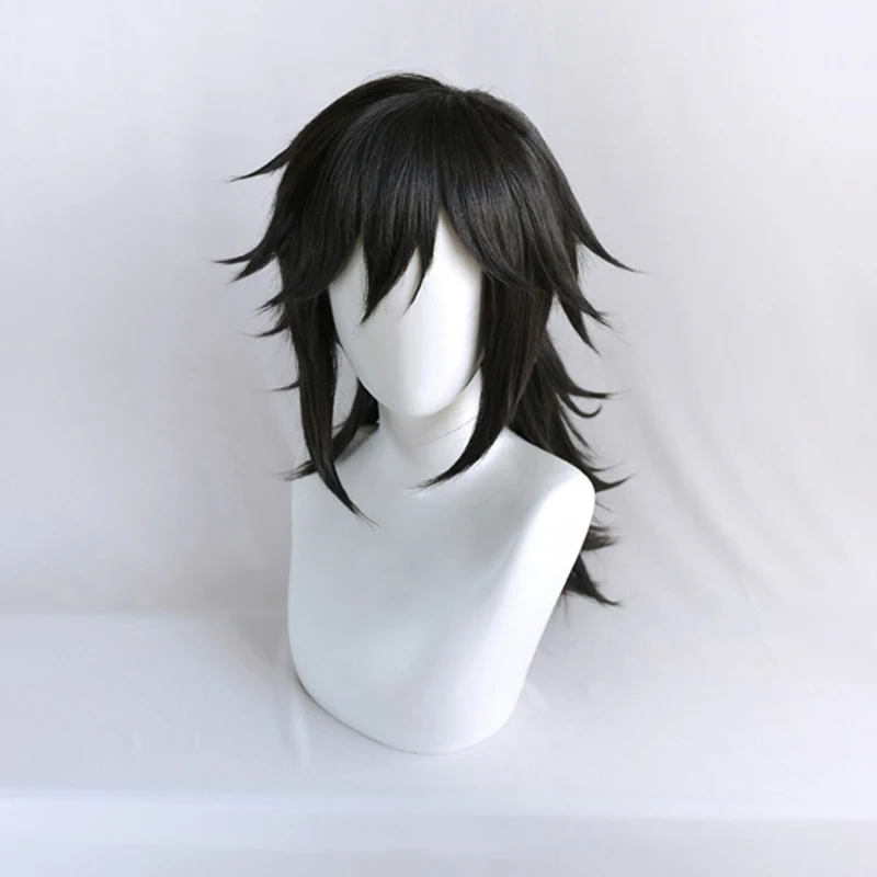 Парик термостойкий для косплея черный из аниме рассекающий демонов длина 55 см от