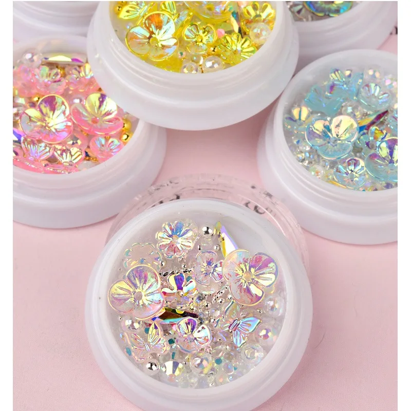 Красочные AB Хрустальные Цветы бабочки украшения для ногтей смешанные