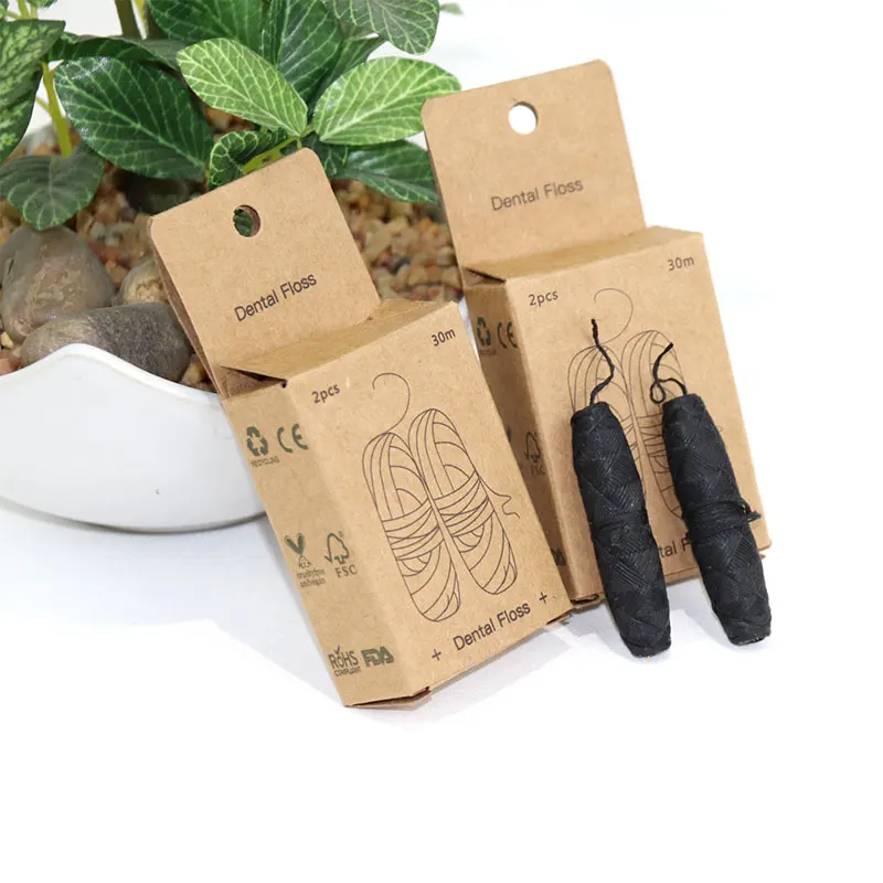 100% биоразлагаемые бамбуковый уголь зубная нить зубочистки|Держатель зубной