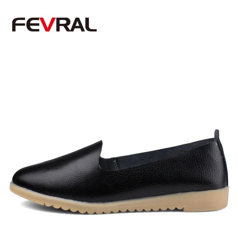 Женские Повседневные балетки FEVRAL мягкие лоферы из натуральной кожи слипоны на