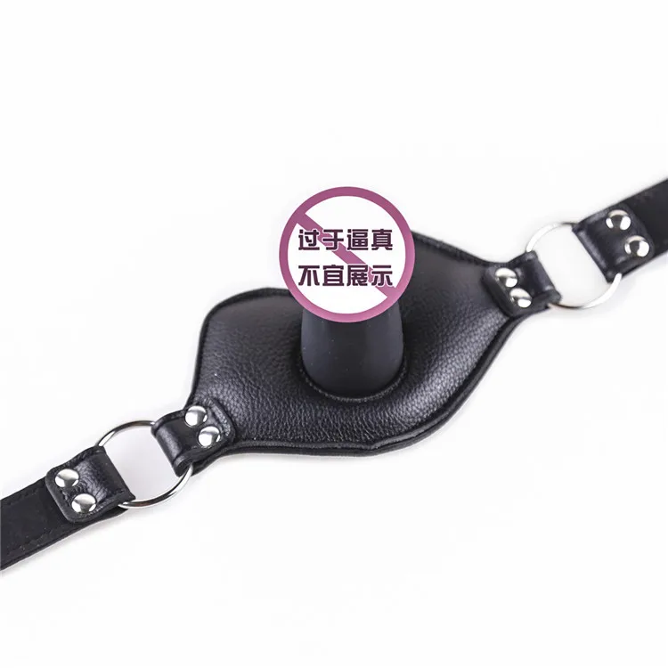 Силиконовый фаллоимитатор рот вилка Связывание черная кожа для пары мужчина