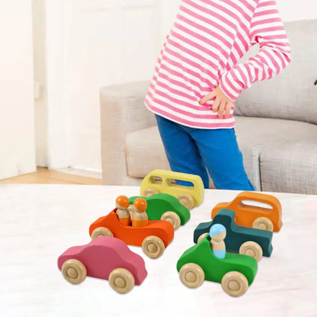 10x автомобили яркие цвета гладкие поверхности деревянные игрушечные