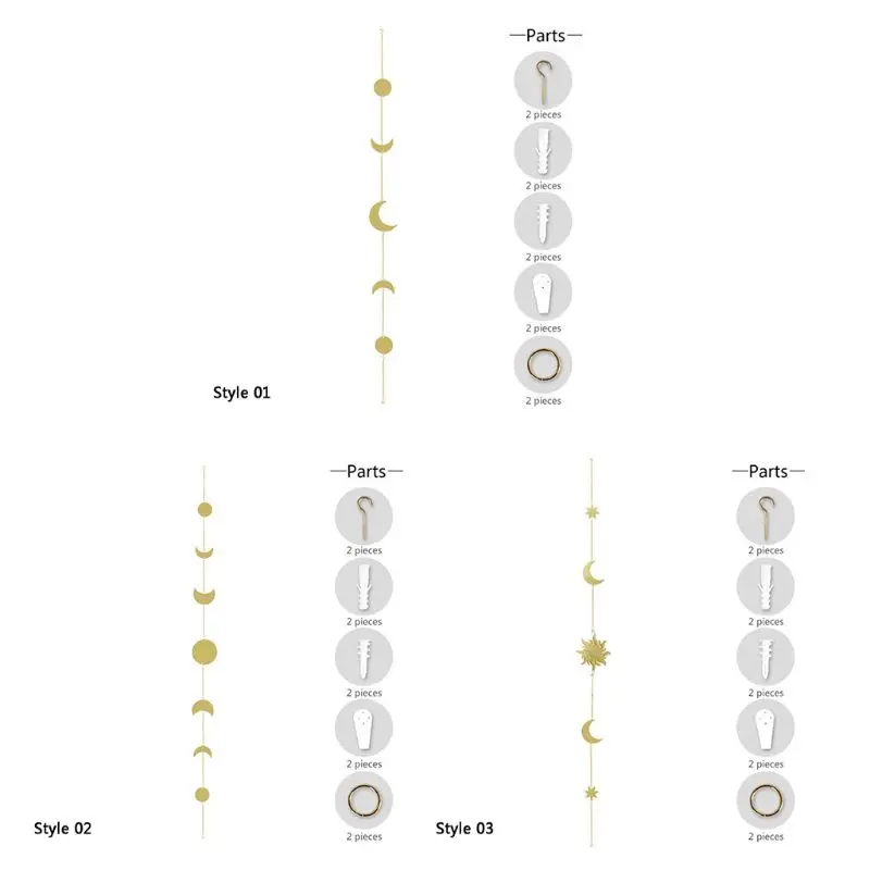 

Moon Phase Garland Chains Celestial Boho Shining Wall Hanging Decor Home Office Nursery Living Room Bedroom Ornaments
