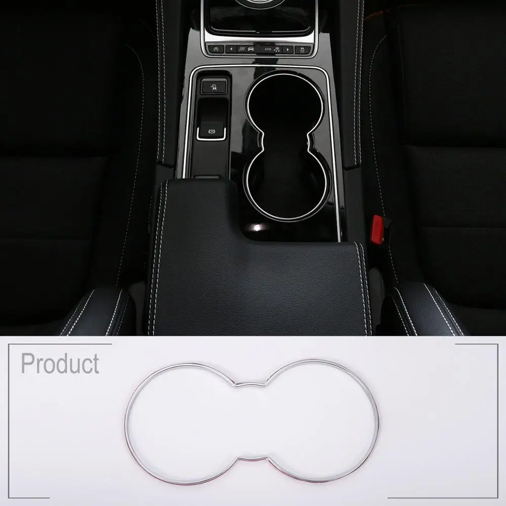 

ABS Chrome Interior Car Accessories Front Cup Holder Cover Trim Sticker For Jaguar XE F-Pace f pace 2016 Car Styling