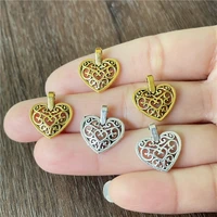 zinc alloy fashion hollow heart shaped silver gold pendant diy handmade bracelet necklace jewelry making amulet accessories gift