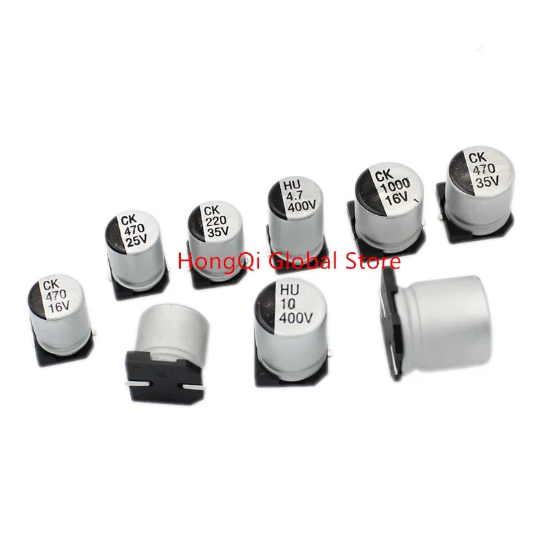 10Pcs SMD Aluminum Electrolytic Capacitor 6.3V 10V 16V 25V 35V 50V 63V 100 1UF 10UF 22UF 33UF 47UF 100UF 330UF 470UF 1000UF - купить по