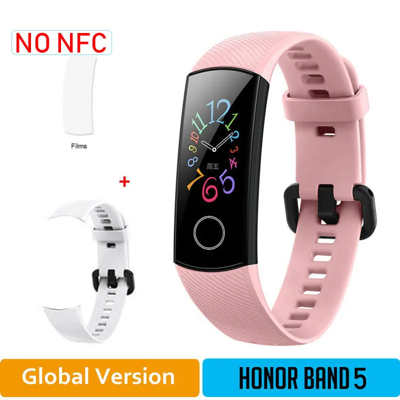 HONOR Band 5 NFC браслет умный кислород крови несколько циферблатов активности пульсометр фитнес трекер сна шагомер глобальная версия - Цвет: GLPink5moW
