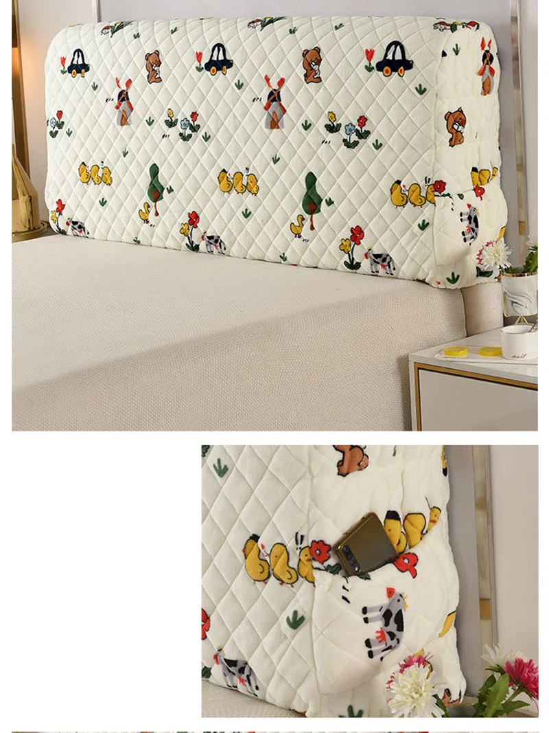 

Thicken All-inclusive Bed Head Cover Double Side Velvet Fabric Headboard Cover Soft Bed Back Dust Protector for Home Hotel Decor