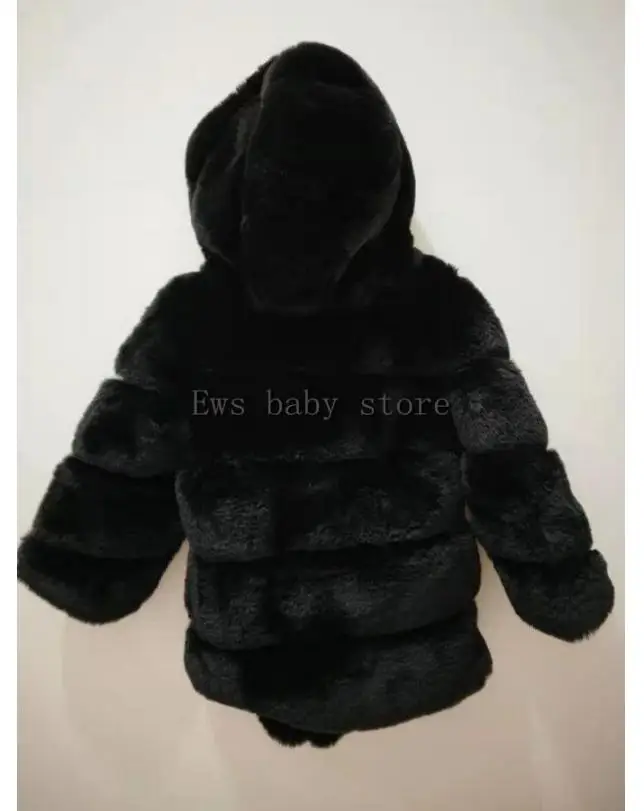 2-8 year Children's Faux Fur Coat Imitation Rex Rabbit Fur Girls Thicker kids Clothing Baby Winter warm Hooded Overcoat Y13