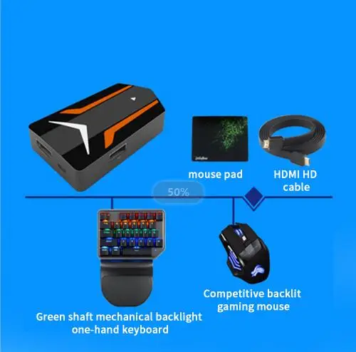 Темно-серый MiraScreen Mobile Game Keyboard Mouse Converter, Cast the Mobile Phone Screen to a Big Screen and Turn Into a Gaming Console - Цвет: Темно-серый