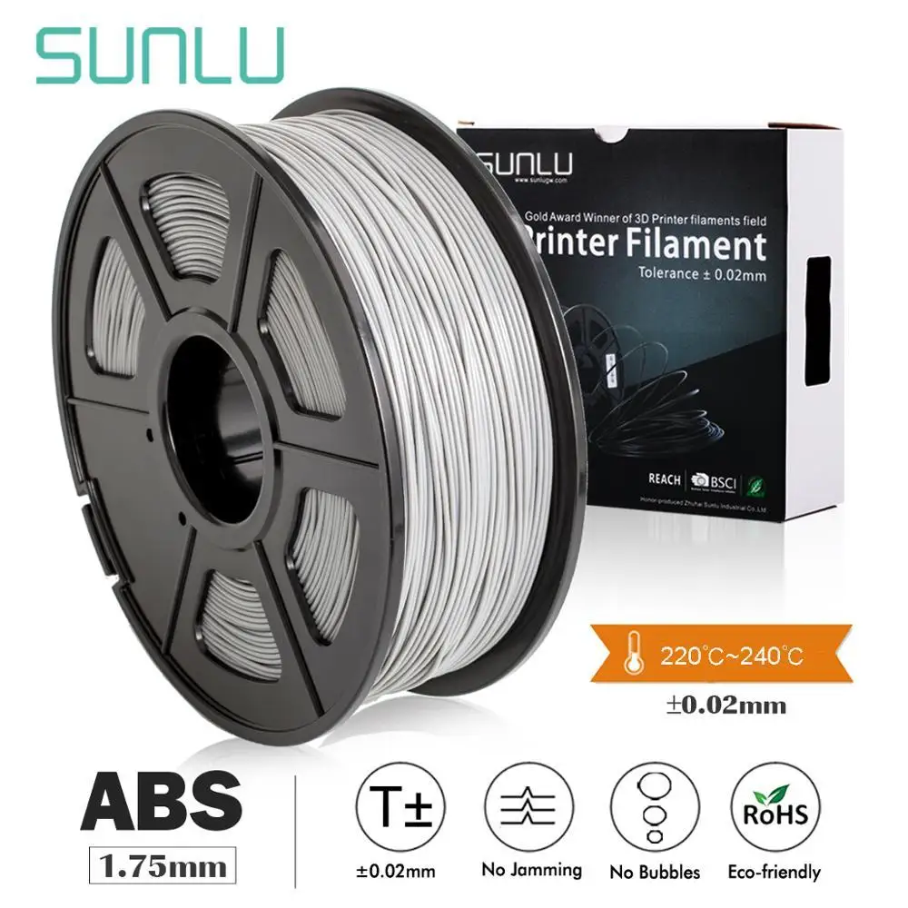 SUNLU ABS 1 75 мм новая нить 2.2LBS/1 кг с катушкой 3d принтер нити печать заправки для детей