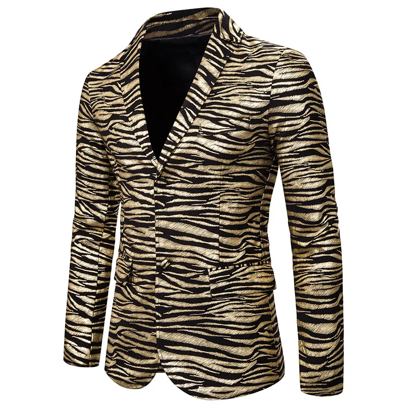 Блейзер Мужской с золотистыми полосками блейзер фольгированным принтом пиджак