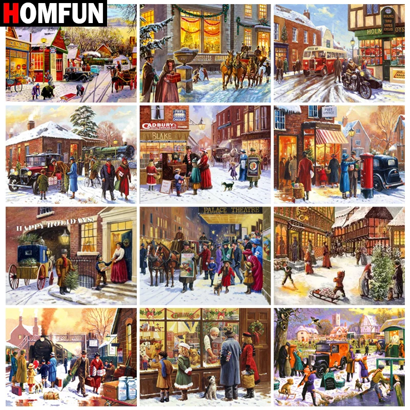 

Алмазная живопись HOMFUN, картина с квадратными/круглыми стразами, «Цветочный пейзаж», вышивка крестиком, 5D Стразы