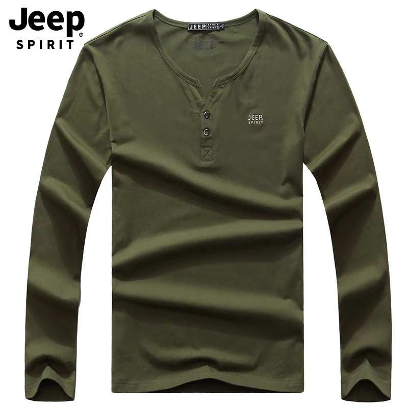JEEP SPIRIT Новая Осенняя футболка мужская с круглым вырезом и длинным рукавом мужская футболка Homme пять цветов футболка Homme