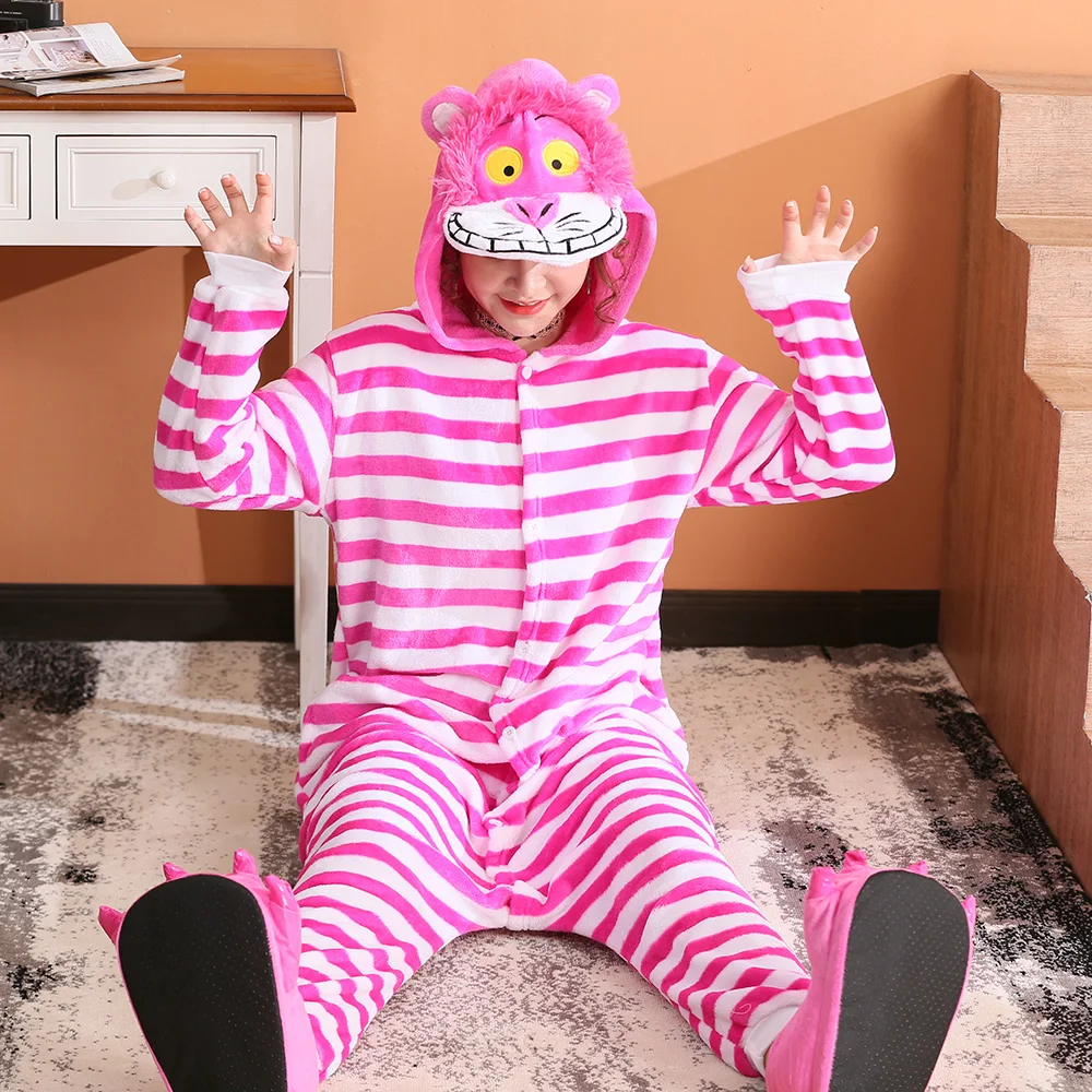 KIGUCOS onesies Чеширский кот мультфильм животных пижамы для женщин зимние теплые