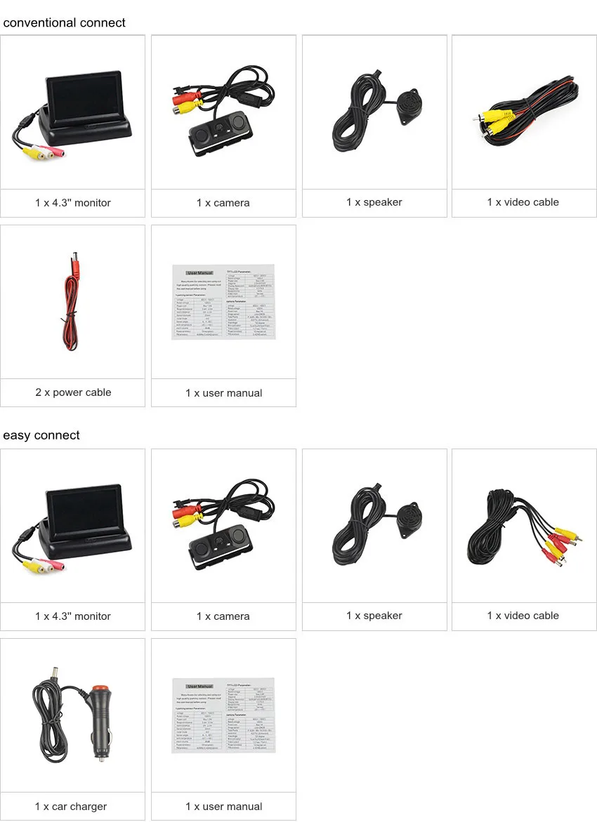 DIYKIT 4,3 дюймов Автомобильная камера заднего вида комплект резервный автомобильный монитор видео-радар для парковки сенсор 2 в 1 автомобильная парковочная камера