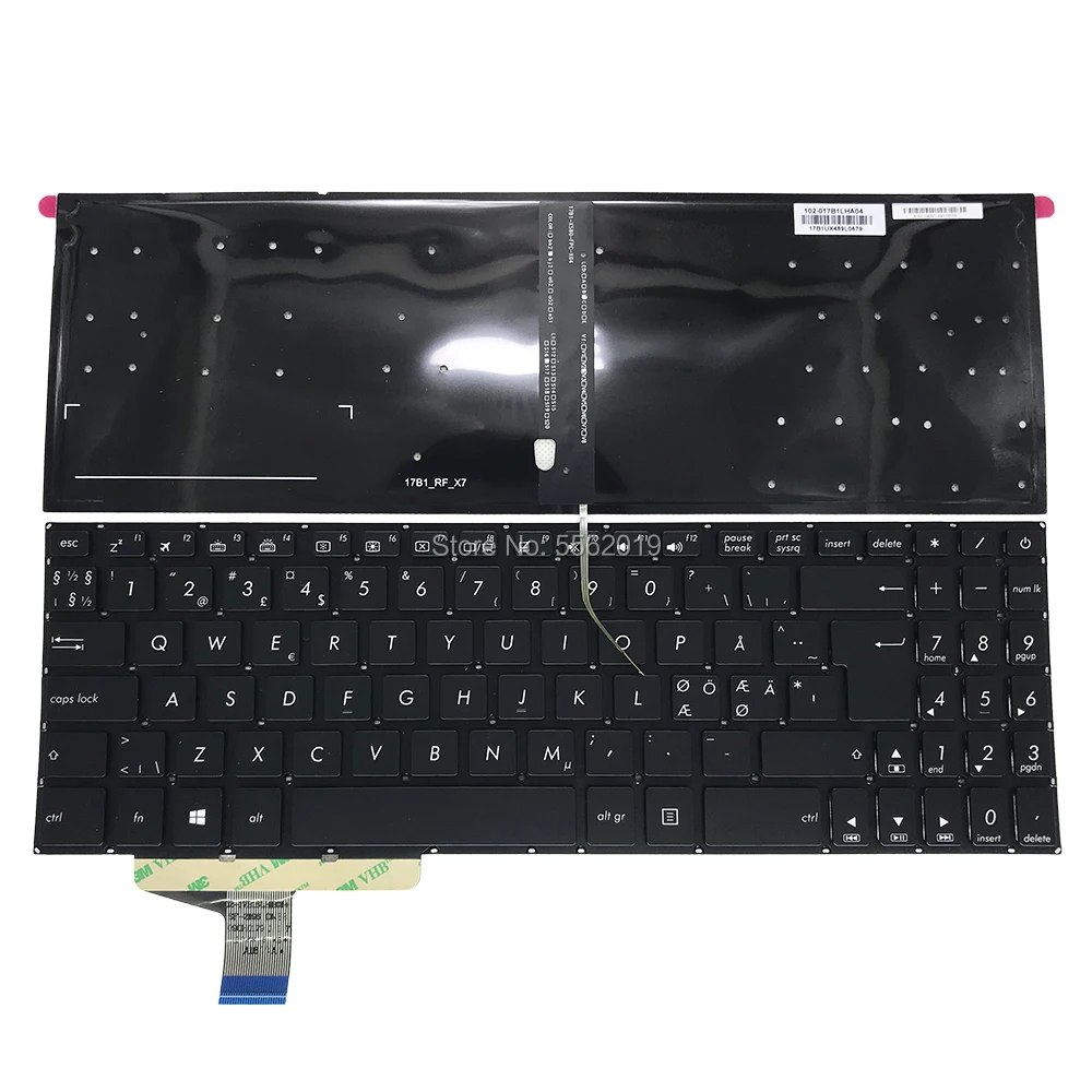 

Клавиатура с подсветкой OVY NE для ASUS vivobook Pro X580 X580VD X580GD, норвежская черная сменная клавиатура 0KNB0 5605ND00, новая распродажа