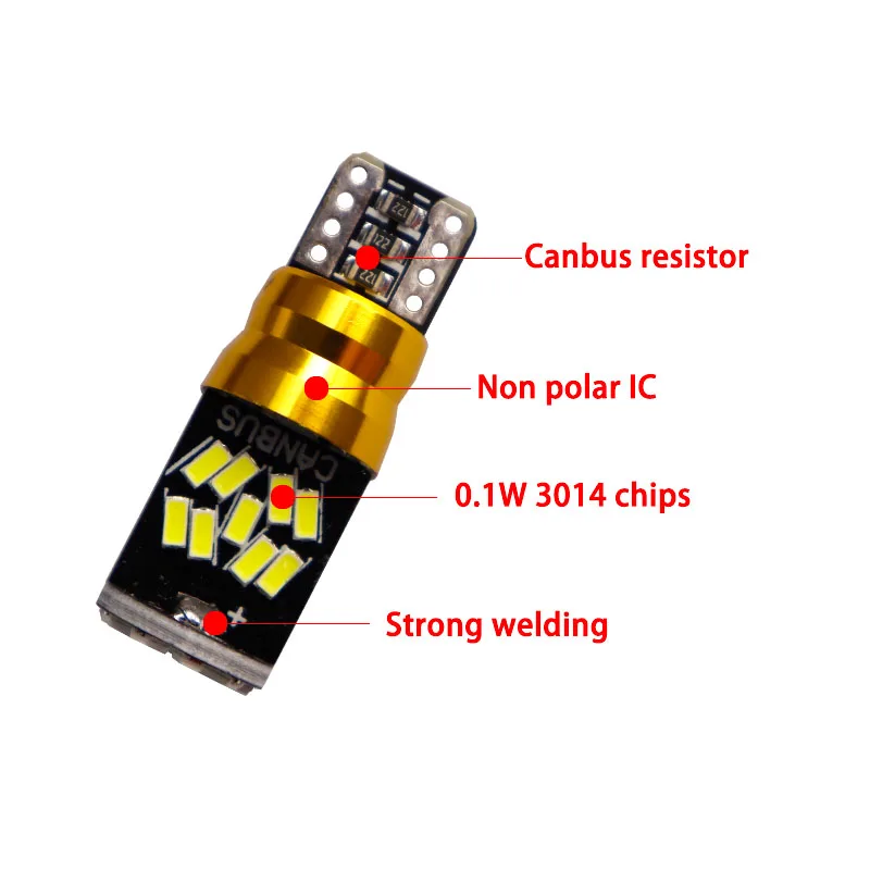 100 шт. GEARUIS T10 Canbus 27 smd 3014 светодиодный 0.3A 3.6W неполярный W5W без ошибок Автомобильный