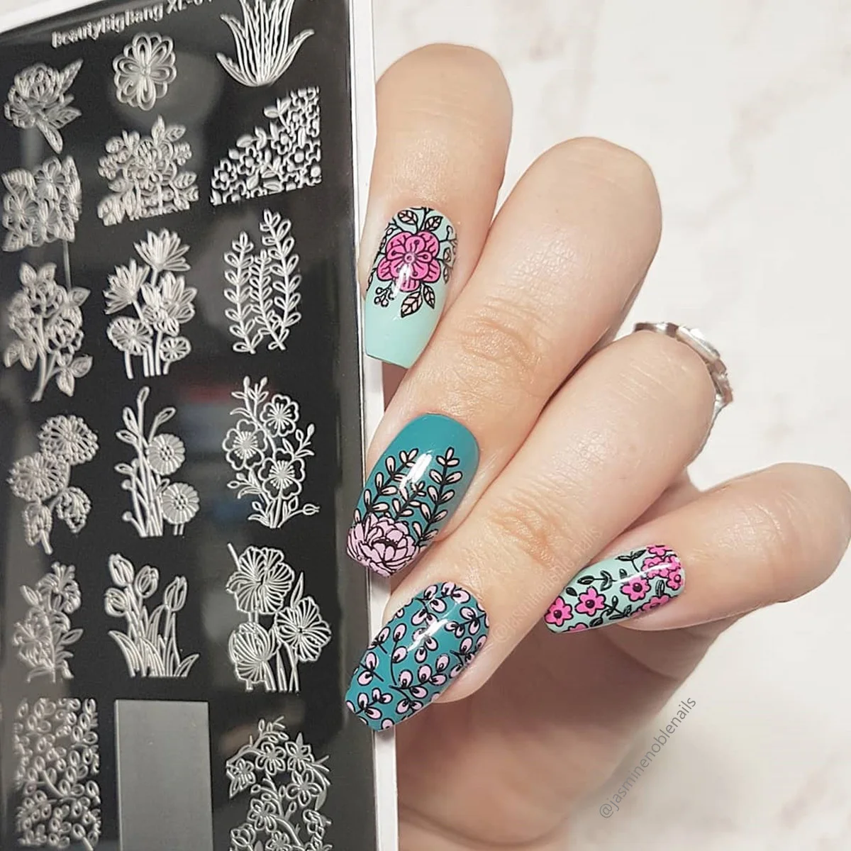 BeautyBigBang дизайн ногтей штамповка цветочный узор прямоугольные шаблонные штампы для ногтей пластины трафарет для ногтей искусство BBB XL-023