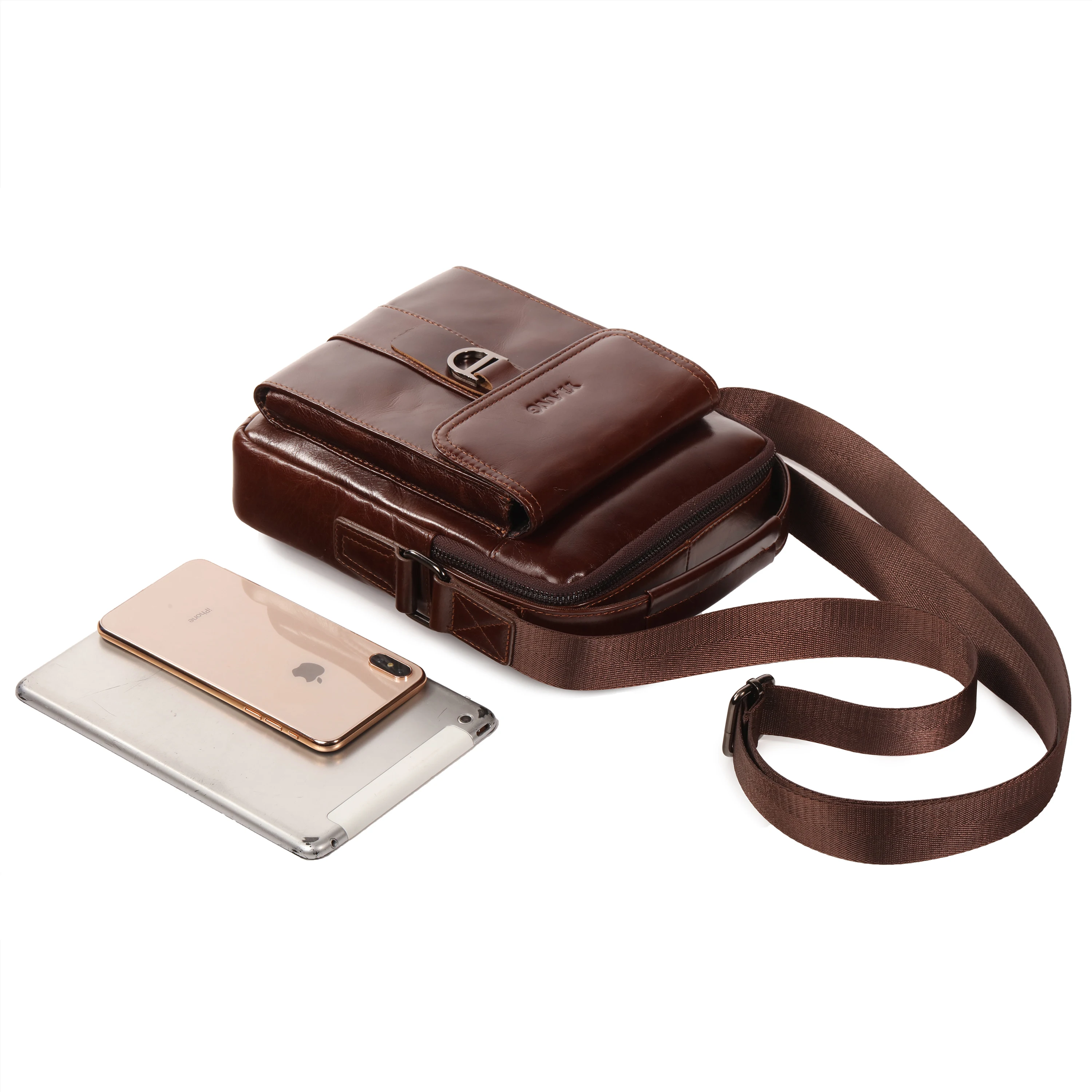 Сумка на плечо мужская из натуральной воловьей кожи маленький мессенджер