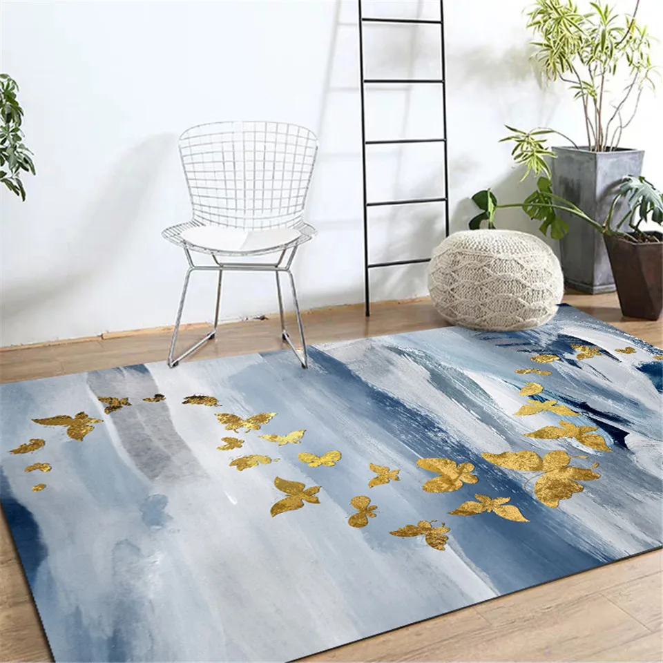 Скандинавский синий серый живопись Золотая искусственная кожа рядом с кофейным