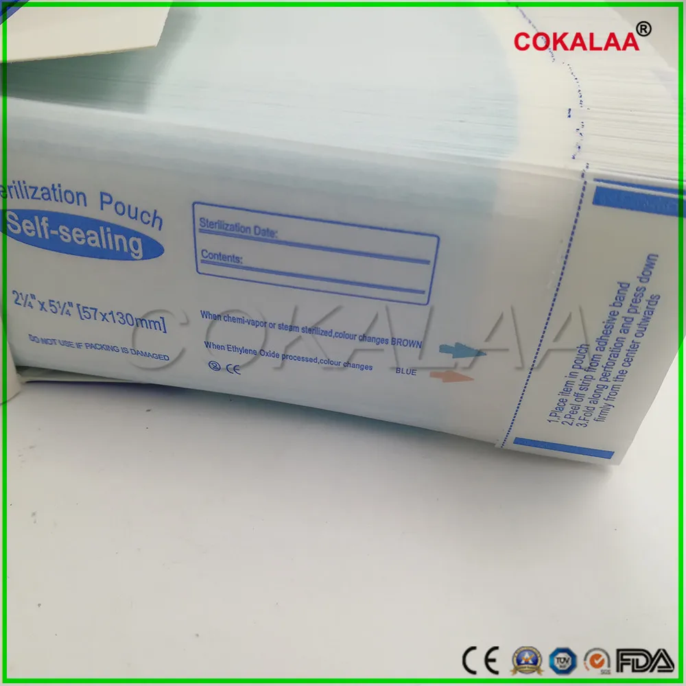 200 шт. одноразовые Самоуплотняющиеся бумажные пакеты для стерилизации 57*130| |