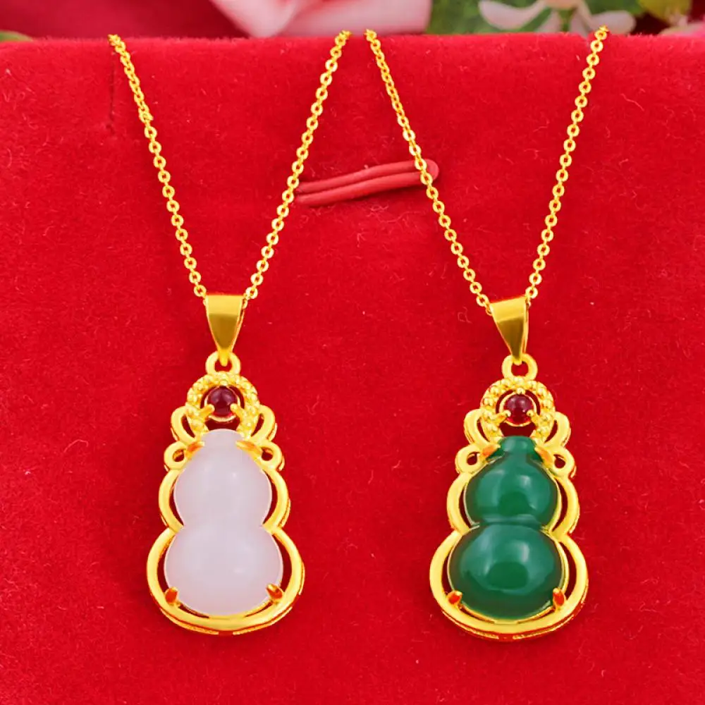 

New Chalcedony Wishful Abacus Inlaid Vietnamese Sand Gold Gourd Pendant Jade Agate Pendant Gift Wholesale Supply 1.4*3.1CM