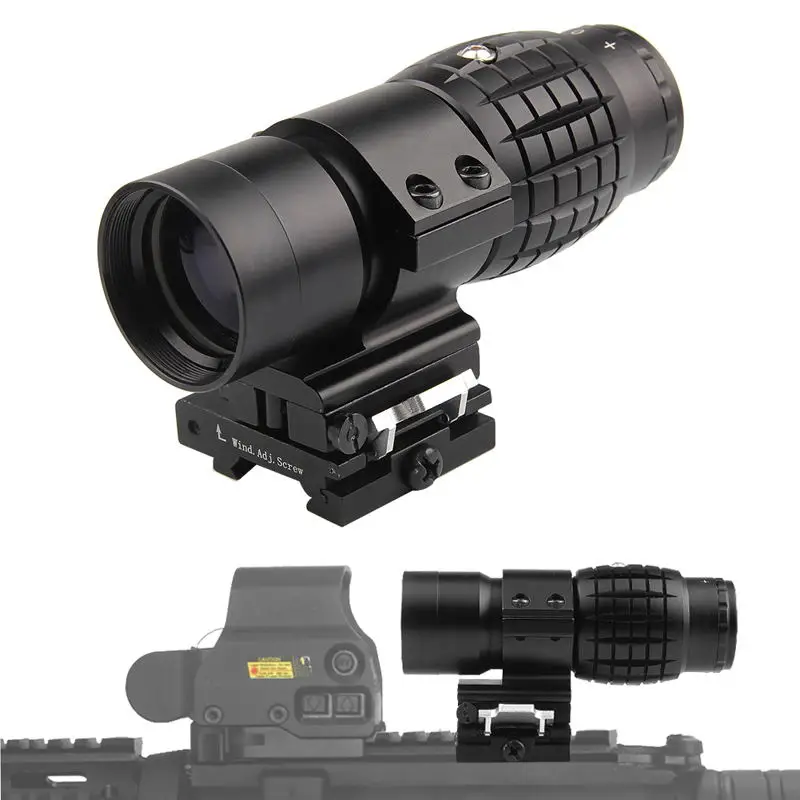 

Tactical Hunting Sight Airsoft Holographic Adjusted Flip Up Sight 3X Magnifier Magnifying Focus Scope With Mount