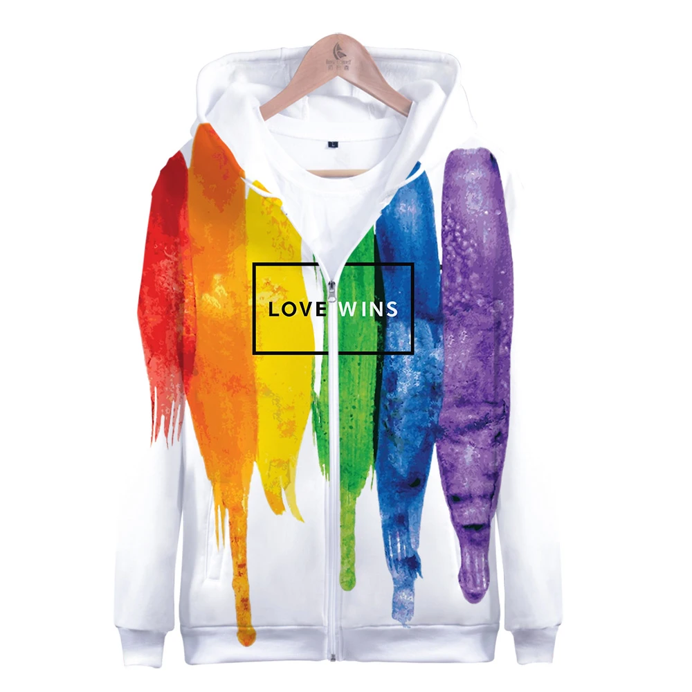 

2021 LGBT Rainbow Flag 3D Zipper Hoodies Men/women Lesbians Gays Fashion Men's Zipper Hooded Casual Oversized Sweatshirts