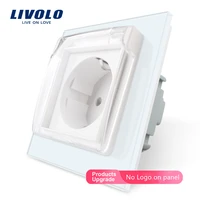 livolo eu standard waterproof power outlet with 2 pins glass panelwall socket ac110250v 16a wall plug with waterproof cover