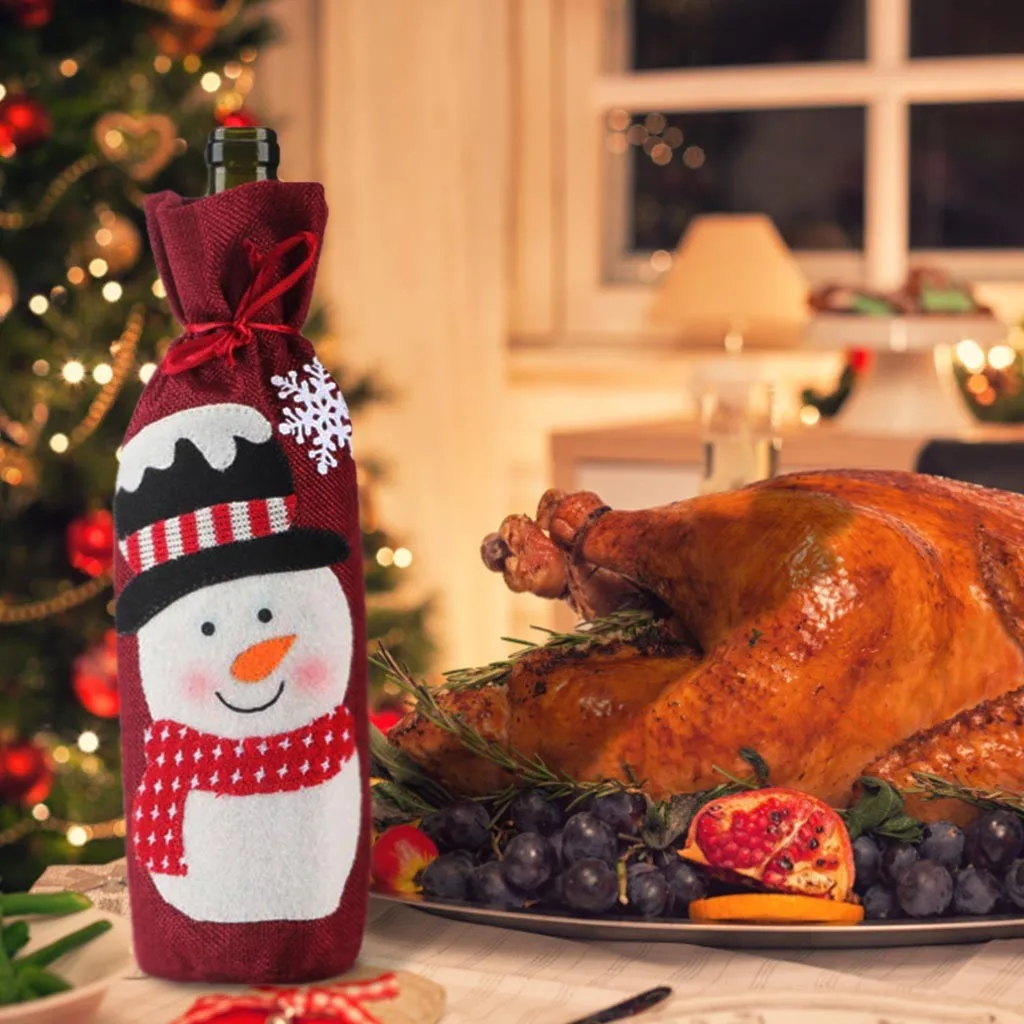 Рождественский подарок чехол для винной бутылки держатель мешков новогодние