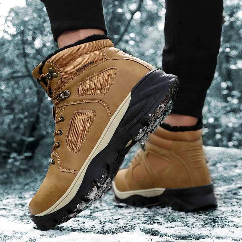 

Winter Tactical Military Boots Men Leather Army Hunting Keep Warm Fur Ankle Boots Outdoor Fashion Work Casual Shoes Men Sneakers