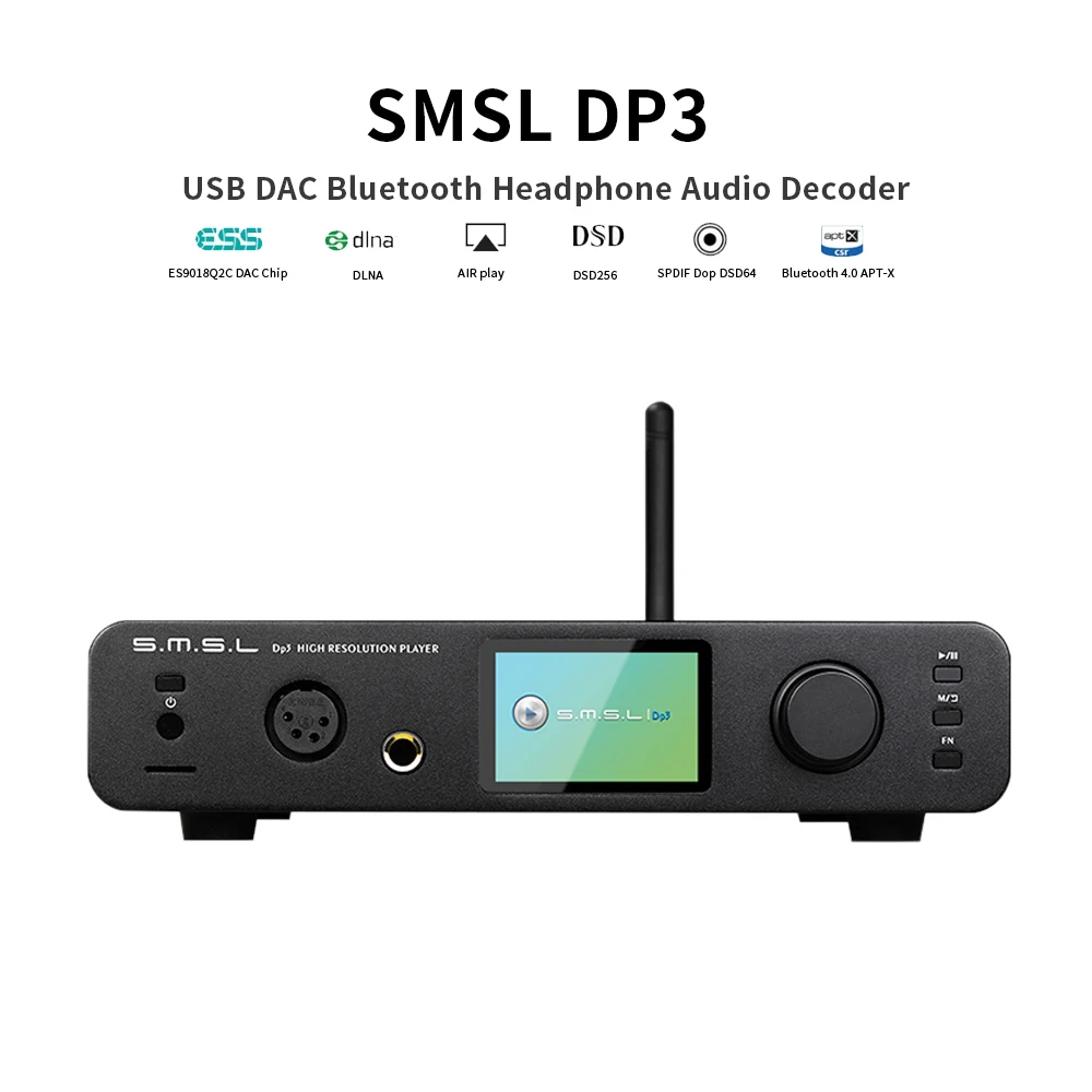 Bluetooth USB наушники SMSL DP3 ЦАП аудио декодер ES9018Q2C Hi Fi усилитель звука