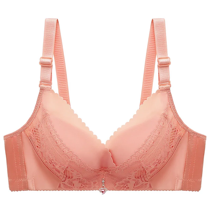 

Linbaiway Summer Gathered Bra For Big Breasted Women Fat Push Up Breathable Bralette Wire Free Adjusted Strap Underwear