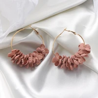 bohemia earrings new fabric flowers round drop earrings colorful petal alloy earrings fashion jewelry pie anniversary gift