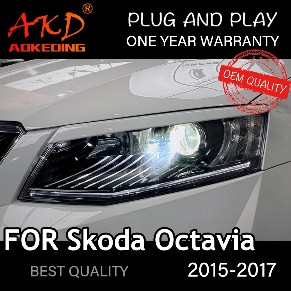 Фары для Skoda Octavia 2015-2017 автомобильные светодиодные фары DRL Hella 5 ксеноновые линзы Hid