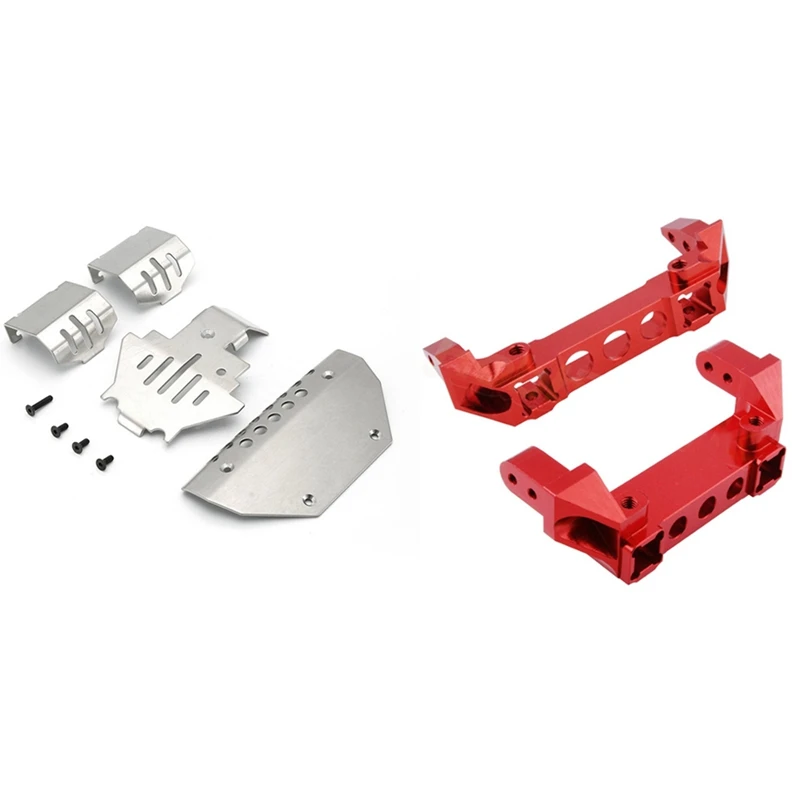 

4Pcs Chassis Armor Protection Skid Plate Kit With 2Pcs Bumper Mounts Front And Rear For Traxxas TRX-4 1/10 RC Car