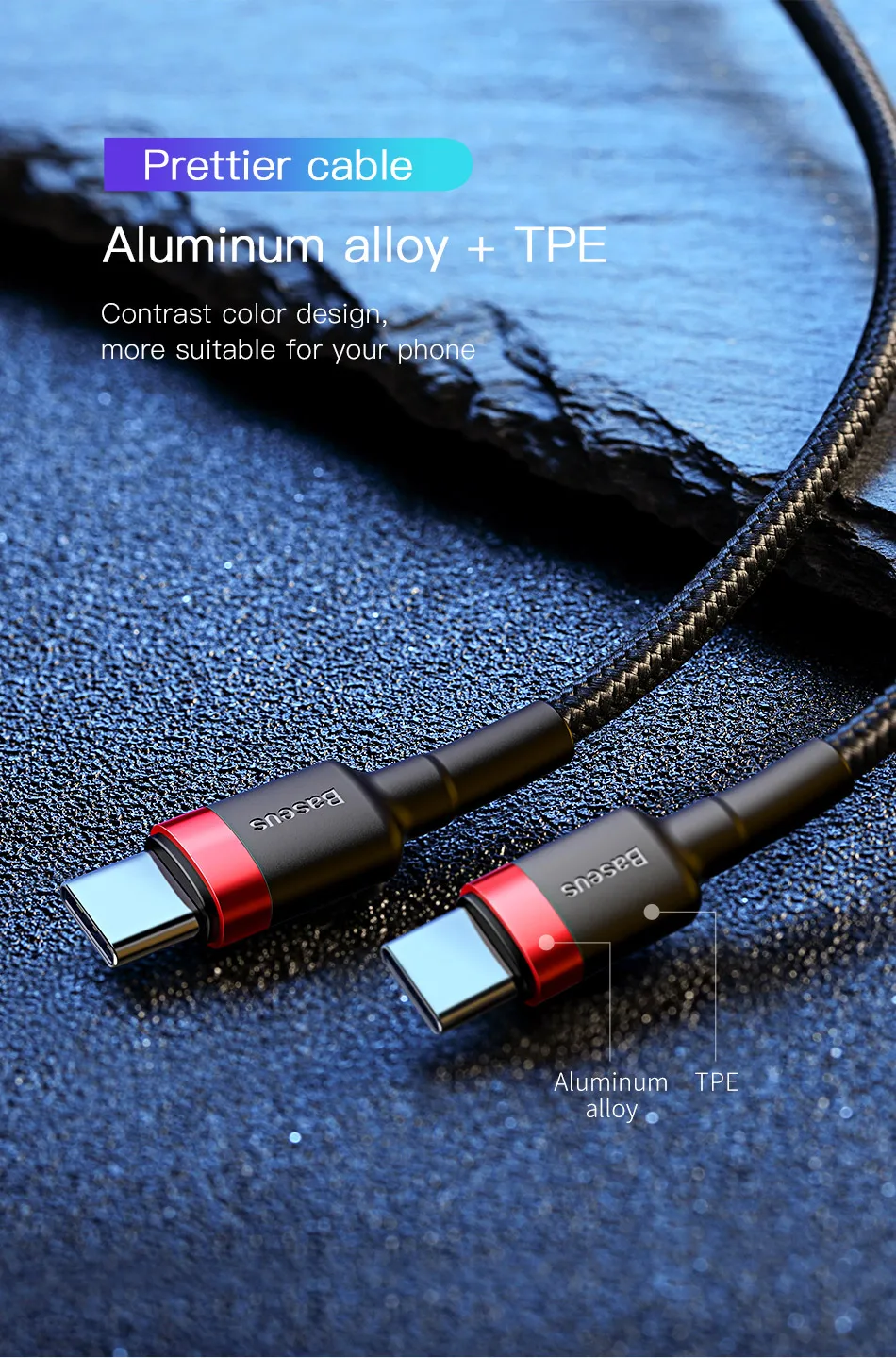Baseus кабель usb type C к USB C кабель для samsung S10 Xiaomi Мобильный телефон USBC PD Быстрая зарядка шнур USB-C кабель type-C