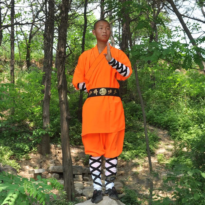 Униформа для детей и взрослых апельсиновый монах шаолина униформа кунг-фу