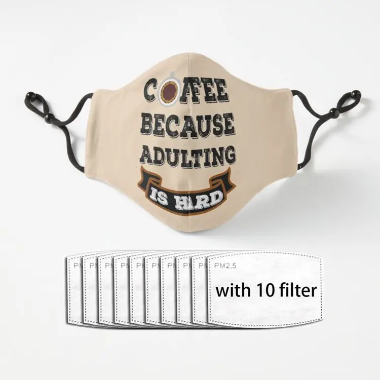 Забавная маска для лица кофе из жесткой ткани взрослых Регулируемая дешевая