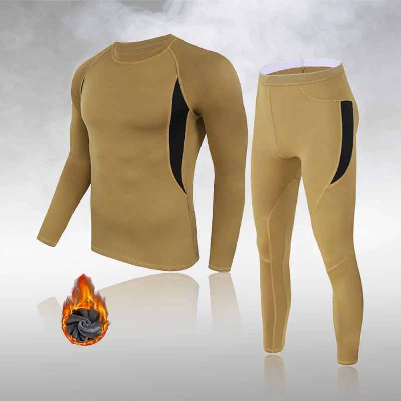 

Thermal Underwear Men's Winter Long Plus Velvet Thickening Ski Sports Warm Suit Gym Fitness Sportswear Men's Warm Leggings