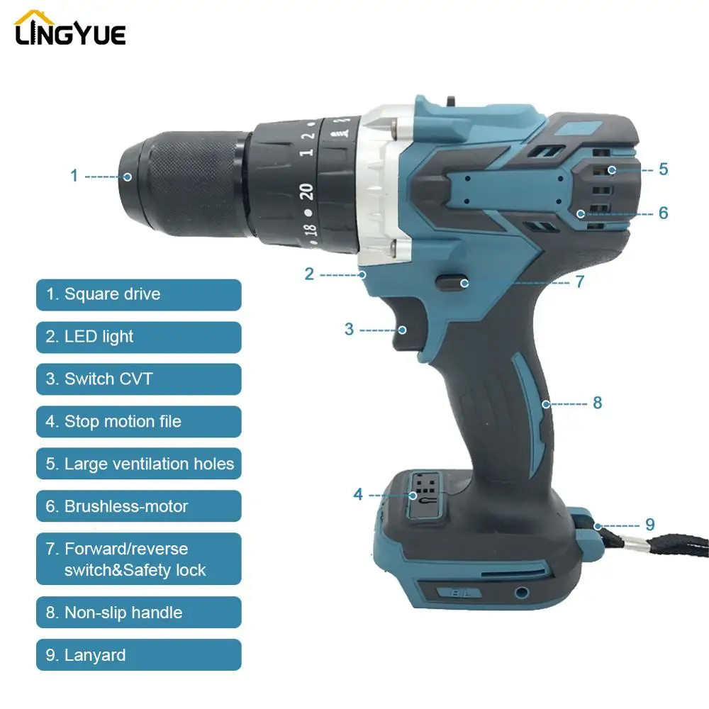 Электрическая безщеточная ручная дрель Makita 18 в для аккумулятора bl1840 bl1860b и т. д. A
