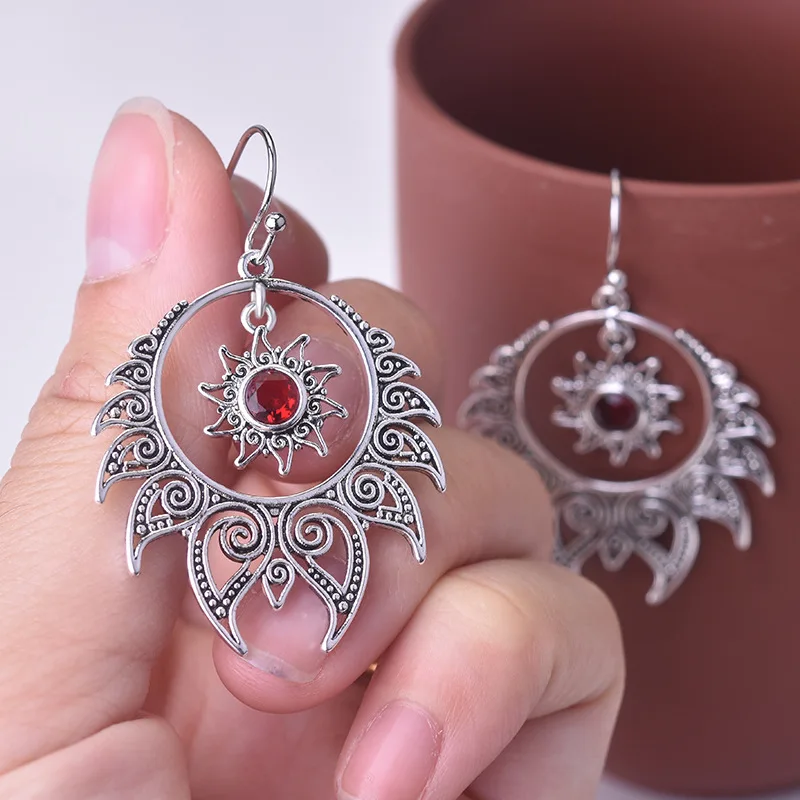 

Bohemia Solid S925 Silver Garnet Earring Exaggerated Brincos Bizuteria Gemstone Mujer 100% 925 Jewelry Topaz Drop Earrings Women