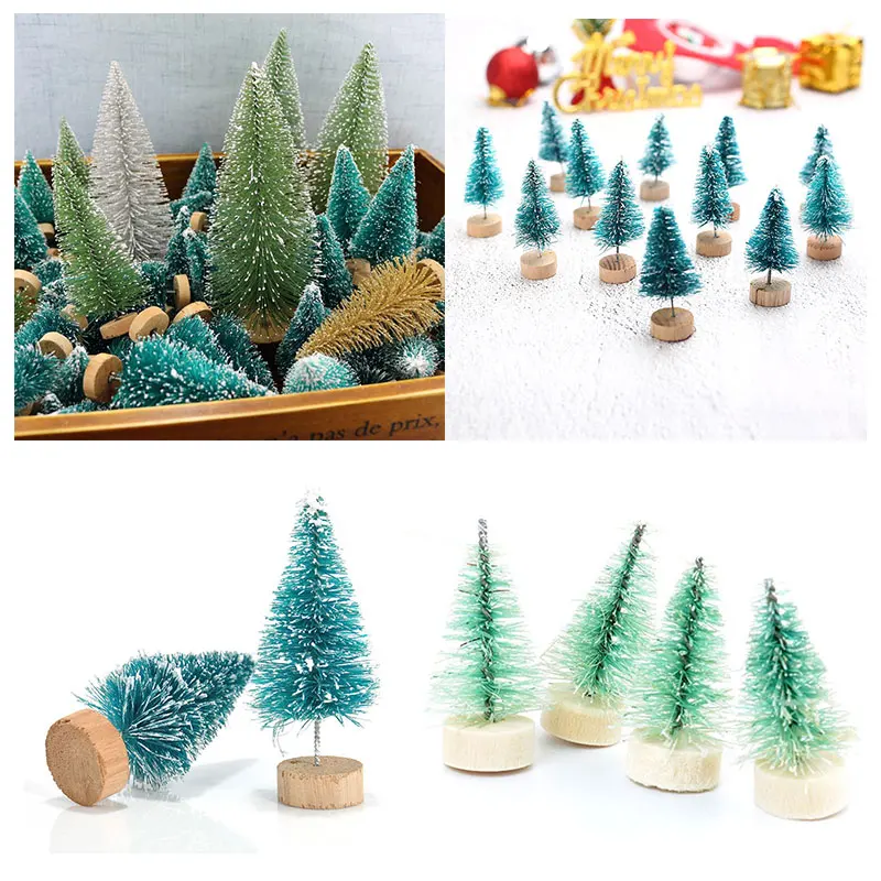 Tabletop Accessories Christmas Tree Decorations Stand Decor Pine Trees Mini Sisal Fiber Desktop Xmas DIY Home Craft | Дом и сад