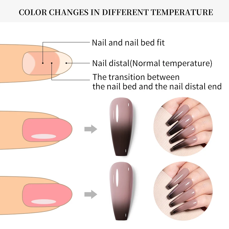 Термальный Гель-лак для ногтей BORN PRETTY с блестками эффект меняющий цвет блестящий