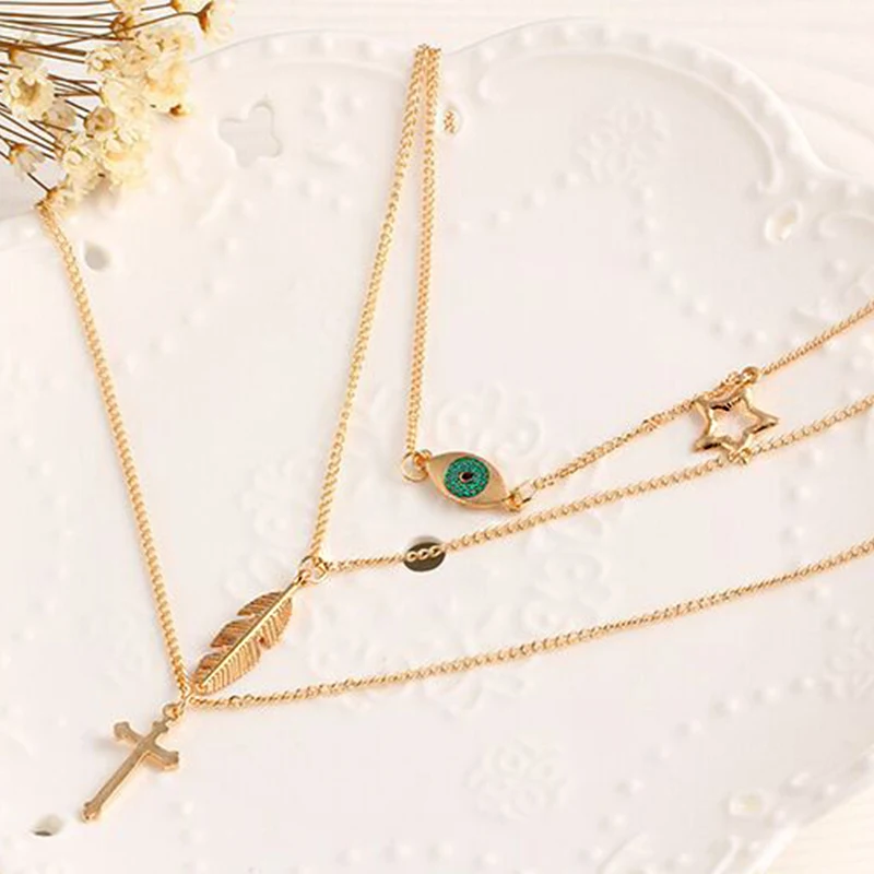 Модное Простое Ожерелье чокер с подвеской в виде креста и листа креативное