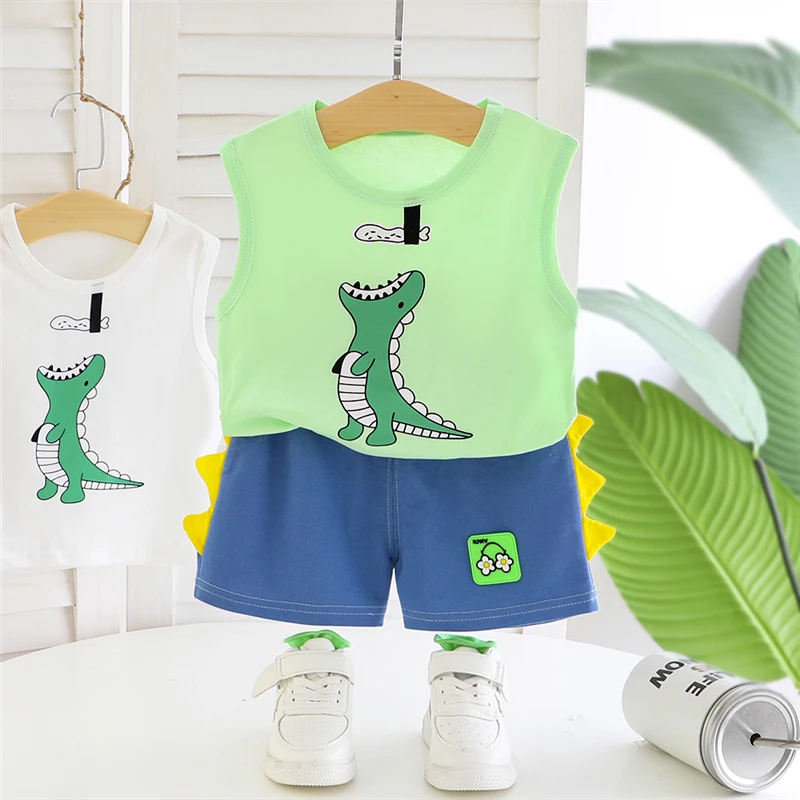 Новый летний костюм для маленьких девочек детский хлопковый жилет мальчиков