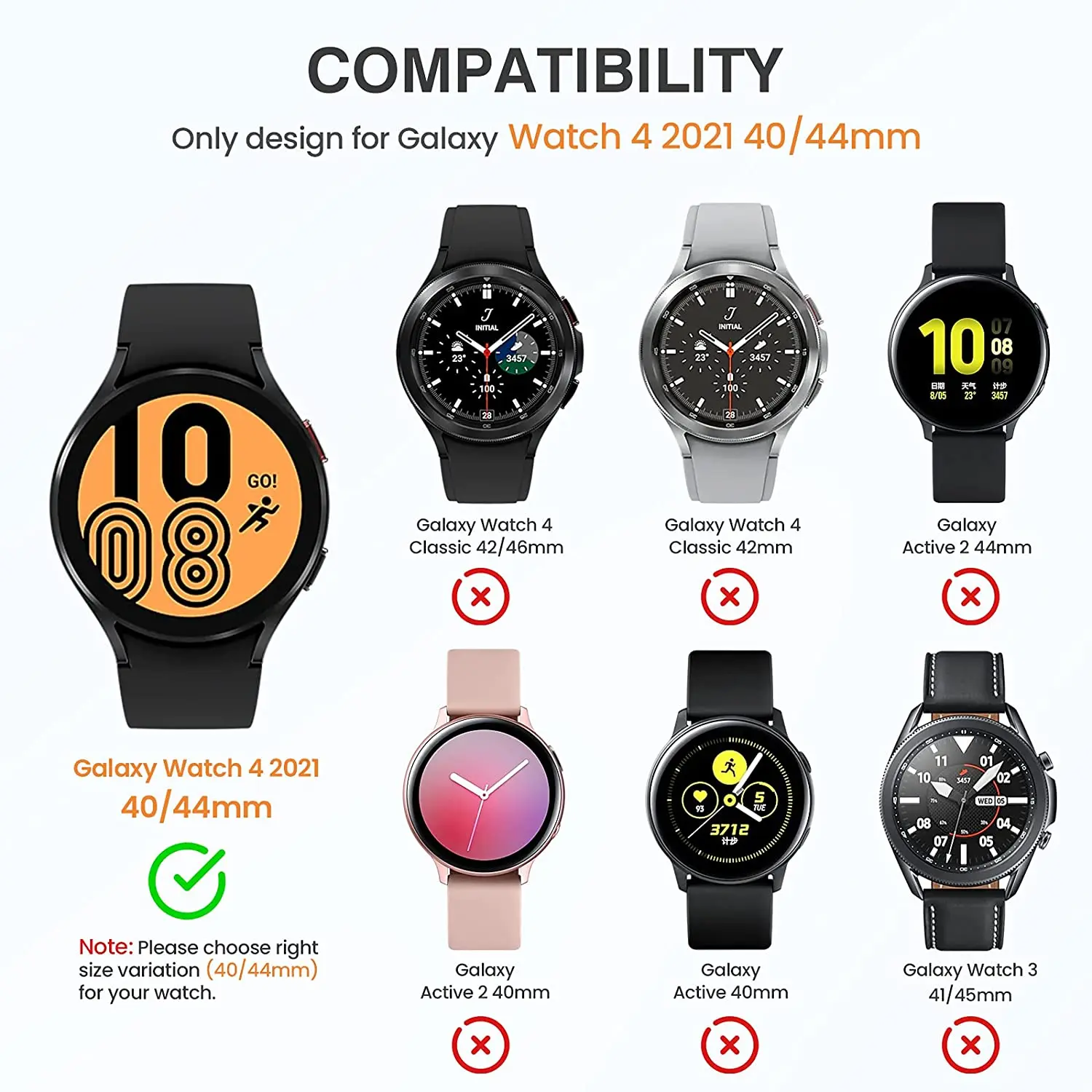 Watch Cover+Tempered Glass Screen Protecto for Samsung Galaxy Watch 4 40MM 44MM, Clock Protection Case for Galaxy Watch 4