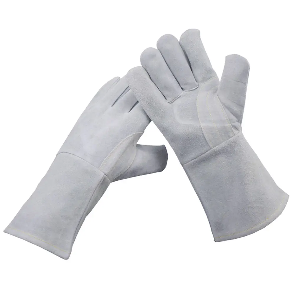 

1 Pair Welding Gloves Leather Heat Wear Resistant Welder Thicken Long Gauntlets for Gardening Stove Oven BBQ Forearm Protection