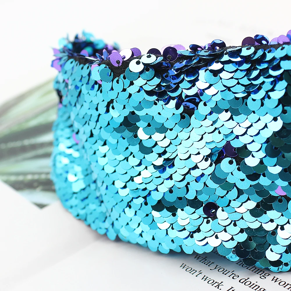 

Fashion Reversible Sequin Headband Glitter Turban Women Winter Headbands Elastic Hairband Wide Hair Band Girls Hair Accessories